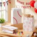 Hillban 100 Pcs Baseball Paper Gift Bags with Handles Baseball Snack Treat Goodie Party Favor Bags Sports Theme Candy Sacks for Club Team Game Party Supplies