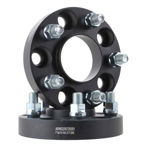 Alpaspare 2pcs 5x115 Wheel Adapters, Forged 1" Thread Pitch M14x1.5 Hub Bore 71.5mm Spacers for Chrysler 300 05-23, for Dodge Challenger 08-23, for Dodge Charger 06-23, for Dodge Magnum 05-08, Black