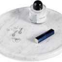 Natural Marble Serving Tray, 11.8in Round, Carrara Marble, Bathroom/Kitchen/Coffee Table Tray for Counter, Decorative Vanity for Catchall, Fruit and Snack