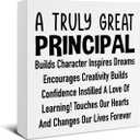 Thank You Gifts for Principal - Principal Appreciation Gifts Wooden Sign Home Office Cubicle Desk Shelf Wall Decor - 5 x 5 Inches