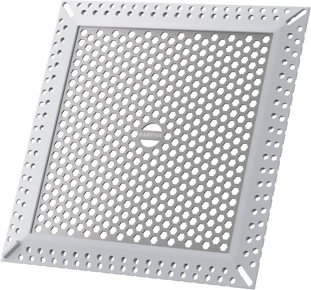 Not Moving Shower Drain Hair Catcher,Effective Hair Catcher Shower Drain,Square Flat Shower Drain Cover Protector Filter,Efficient Drainage,Hair Trap Stopper (Gray, 6 inch)