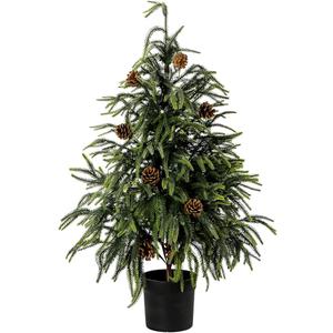 3FT Artificial Norfolk Topiary Trees for Front Porch 36-inch Real Touch Norfolk Pine Christmas Tree with Pine Cones Greenery Realistic Fake Potted Plants for Indoor Outdoor Décor (1, Gradient Green)