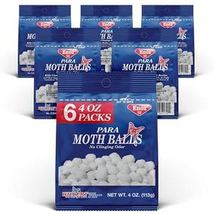 Enoz para Moth Balls for Closets and More - Kills Clothes Moths and Carpet Beetles - Moth Balls for Indoor Use - No Clinging Odor - 4 Oz, 6 Pack