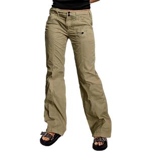 Flamingals Straight Leg Pants for Women Mid Rise Casual Front Patch Pocket Design Solid Seam Pants