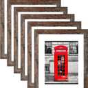 11x14 Picture Frame Rustic Brown Wood Set of 6,Display Pictures 8x10 with Mat or 11x14 Without Mat,Multi Photo Frames Collage for Wall