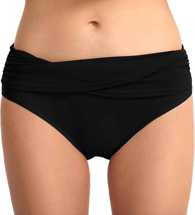 Women's Bathing Suit Bottoms Full Coverage Ruched Bikini Tankini Bottom Swimsuit Brief L