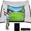 Neoaider 11 x 8 ft Golf Net, Golf Hitting Net with HD Impact Screen | 5-Ply Impact-Resistant Net, Target Cloth, Indoor Outdoor Golf cage for Backyard, Garage, Simulator, Full Swing Training