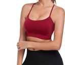 Lusait Sports Bras for Women Medium Support Thin Straps Sexy Criss-Cross Yoga Bra Gym Crop Top for Workout (Large, Black+grey+red)