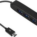 AuviPal 3-Port Micro USB OTG Hub Adapter (3 USB Ports + Power Port) for Fire Stick 4K, PlayStation Classic, Raspberry Pi Zero, Sega Genesis Mini, S/NES Classic Mini and More - Black