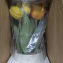 Hollyone Yellow Tulips Artificial Flowers in Vase Fake Tulips Silk Flowers Arrangements Faux Tulip Bulbs with Ceramic Pot Tulip Potted Plants Floral Bouquet for Home Decor Table Centerpiece Decoration