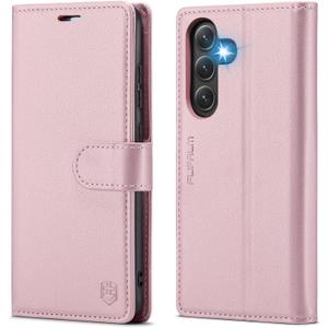 FLIPALM Wallet Case for Samsung Galaxy S24 Fe, RFID Blocking Credit Card Holder, PU Leather Folio Flip Kickstand Protective Shockproof Cover for S24 Fe (Rose Gold, for S24 Fe - 6.4")
