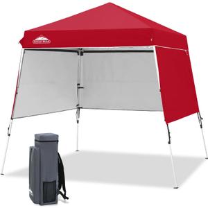 EAGLE PEAK Day Tripper 8x8 Aluminum Super-Lightweight Slant Leg Pop Up Canopy with 3 Removable Walls, Instant Outdoor Backpack Canopy Tent, Outside Beach Folding Sun Shelter, 8x8 Base 6x6 Top, Red EAGLE PEAK Day Tripper 8x8 Aluminum Super-Lightweight Slant Leg Pop Up Canopy with 3 Removable Walls, Instant Outdoor Backpack Canopy Tent, Outside Beach Folding Sun Shelter, 8x8 Base 6x6 Top, Red