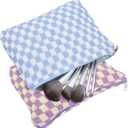 2pcs Checkered Makeup Bags for Women Small Zipper Storage Pouches for Cosmetics and Period Pads Lightweight Toiletry Organizer for Travel and Everyday Use