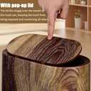 Bathroom Trashcans with Lids, Plastic Marble Wood Pattern Trash Can Small Garbage Bin with Lid for Bathroom Narrow Wastebasket Modern Waste Basket for Home Indoor Hotel (Plastic Wood Pattern)