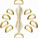 10 Pcs Stainless Steel Napkin Rings Metal Napkin Ring Holders Easter Modern Serviette Buckles Metallic Adornment for Spring Table Kitchen Dinner Party Wedding (Matte Gold Semicircle)