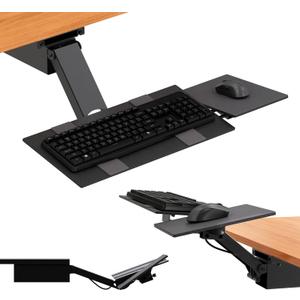 Uncaged Ergonomics KT2-B Under-Desk Adjustable Height And Angle Sit To Stand Up Keyboard Tray With Negative Tilt