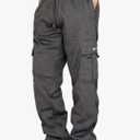 Men's Cargo Sweatpants Open Bottom Fleece Hiking Jogger Cargo Sweatpants for Men with Pockets, M