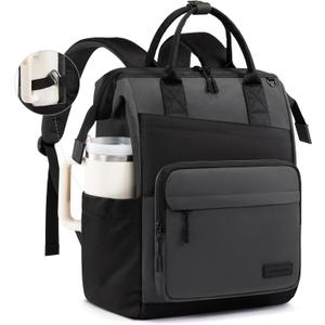 LOVEVOOK Laptop Backpack for Women, 15.6 Inch Travel Backpack for Work College Business, Water Resistant Teacher Nurse Bag with Large Capacity, School Bookbag Bags Cute Daypack for Woman Girls (Black-graphite)