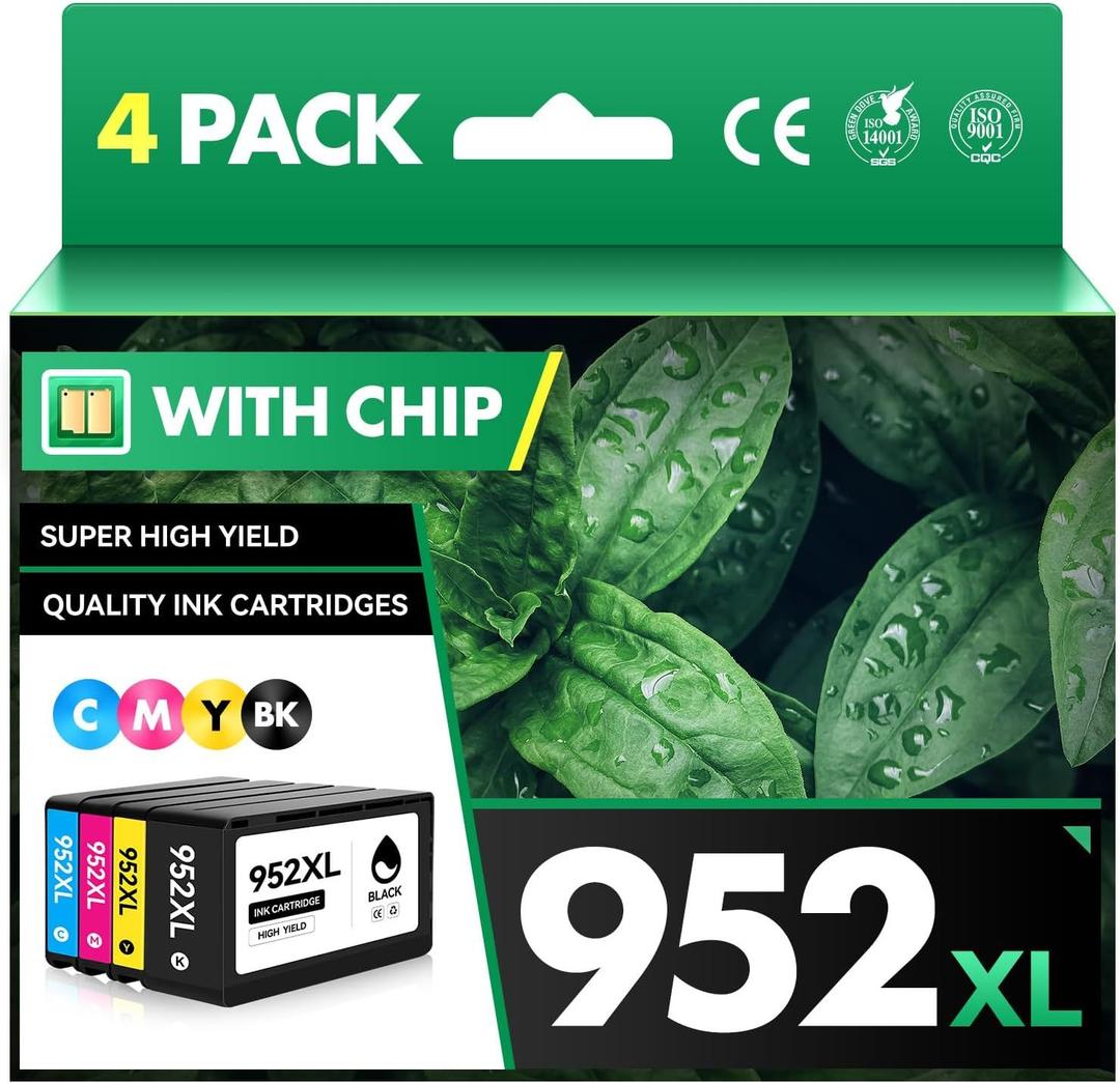 952XL Ink Cartridges Combo Pack Latest Upgrade Replacement for HP 952 High-Yield Cartridge Color Officejet Pro 7740 8720 8710 8210 8715 8740 8702 8730 8725 7720 8216 Printer Black Cyan Magenta Yellow