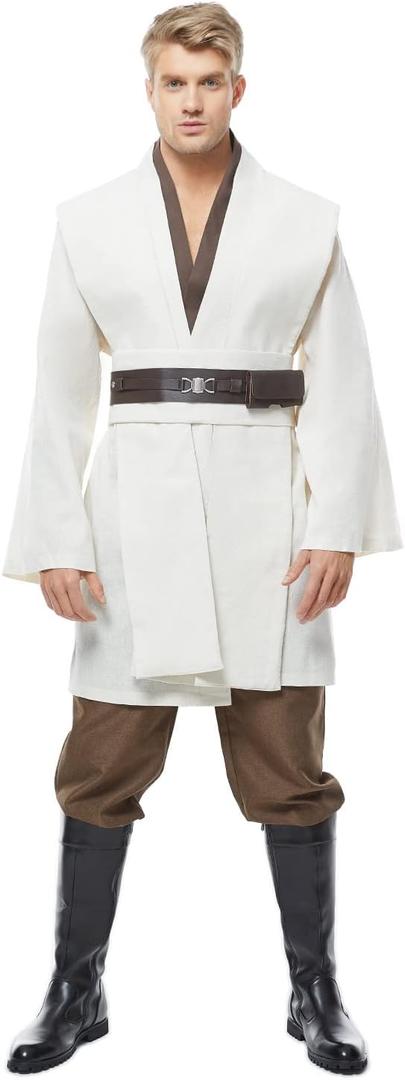 Men's Tunic Cosplay Costume Adults Outfits Halloween Robe Hooded Uniform (XL)