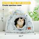CATISM Cat Bed, Cat Cave for Indoor Cats, Soft Cat Dome, Self-Warming 2 in 1 Foldable Pet Cat House with Washable Cushioned Pillow Calming Fluffy Dog Beds for Small Dogs with Anti-Slip Bottom Gray