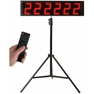 Cynobato Tripod 5.6'' Race Clock, Race Timer, Digital Countdown Clock, with Gym Interval Workout Timers, Stopwatch, for Outdoor Race Events (Red)