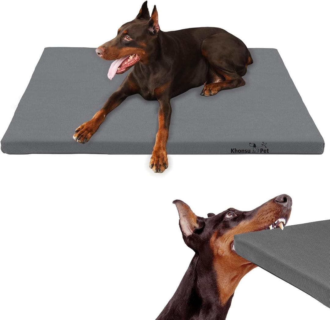 KHONSU PET Durable Outdoor Dog Bed Waterproof Dog Crate Mat up to 90 lbs Extra Large Dogs with Washable Cover (XL(42"x28"x2"))