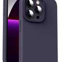 Supdeal Liquid Silicone Case for iPhone 13 Pro Max, [Camera Protection] [Anti Fingerprint] [Wireless Charging] 4 Layer Phone Case Protective Cover, Built-in Microfiber Case Cover, 6.7", Dark Purple