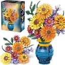 Sunflower Bouquet Building Blocks w/ Vase Set, 1065 PCS Botanical Collection Valentine Birthday Gifts for Adult Women Her Him Mom Teenage, Artificial Flower Home Decor Stocking Stuffers for Teen Girls
