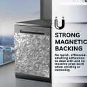 Silver Vines Magnetic Panel Decal,Metal Wave Flower Dishwasher Cover,Stainless Steel Pattern Dishwasher Sticker Kitchen Art Fridge Door Skin,Dishwasher Magnet Cover Home Decor Decal,Vinyl Sticker, 23W x 26H