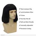 Unisex Natural Black Straight Flip in Short Full Bang Realistic Halloween Costume Cosplay Synthetic Bob Wig