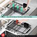 Urackify Dish Drying Rack in Sink - Expandable (14.5''-18''L) Over The Sink Dish Rack with Utensil Holder, Space-Saving Dish Drainer for Kitchen Counter, 1 Piece, Matte Black