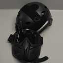 Airsoft Helmet and Mask, Full Face Mask with Detachable Goggles, Paintball Black Helmet with NVG Mount and Side Rail, Military Tactical Gear (PJ-DH-Gray)