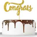 Gold Glitter Congrats Cake Topper/Congrats Grad/Class of 2026 / College Grad/Congratulations/MBA Graduation Party Decorations