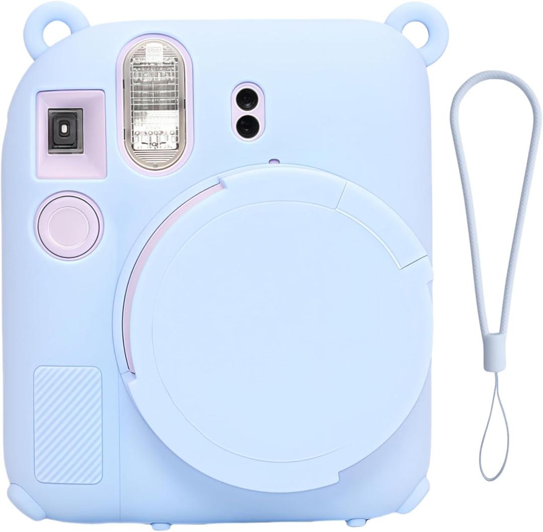 Instant mini 12 Camera Protective Case Compatible with Instax Mini 12, Mini 12 Camera Soft Case Cover Rubber Camera Sleeve with Removable Lens Cover, Includes a Wrist Strap (Sky Blue)