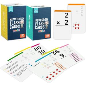 merka Math Flash Cards, 338 Flashcards in Total, Multiplication and Division, Learning Mathematics, Create Game for Kids, Classroom and Homeschool Toys, 1st to 4th Graders, 2 Sets with 169 Pcs Each (2 Sets (169 Pcs Each))