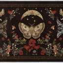 Artoid Mode Black Poppy Moth Mushroom Moon Door Mat, Fall Home Decor Low-Profile Non-Slip Washable Throw Rug for Kitchen Entryway Front Door Bedroom Bathroom Laundry Room Indoor 2x3 Feet