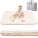 Padded Baby Play Mat for Your Boy or Girl - Extra Thick & Super Soft Vegan Leather Floor Mat Creates A Safe Play Area for Little Ones - Waterproof Crawling Mat for Baby Play on Floor (Beige)