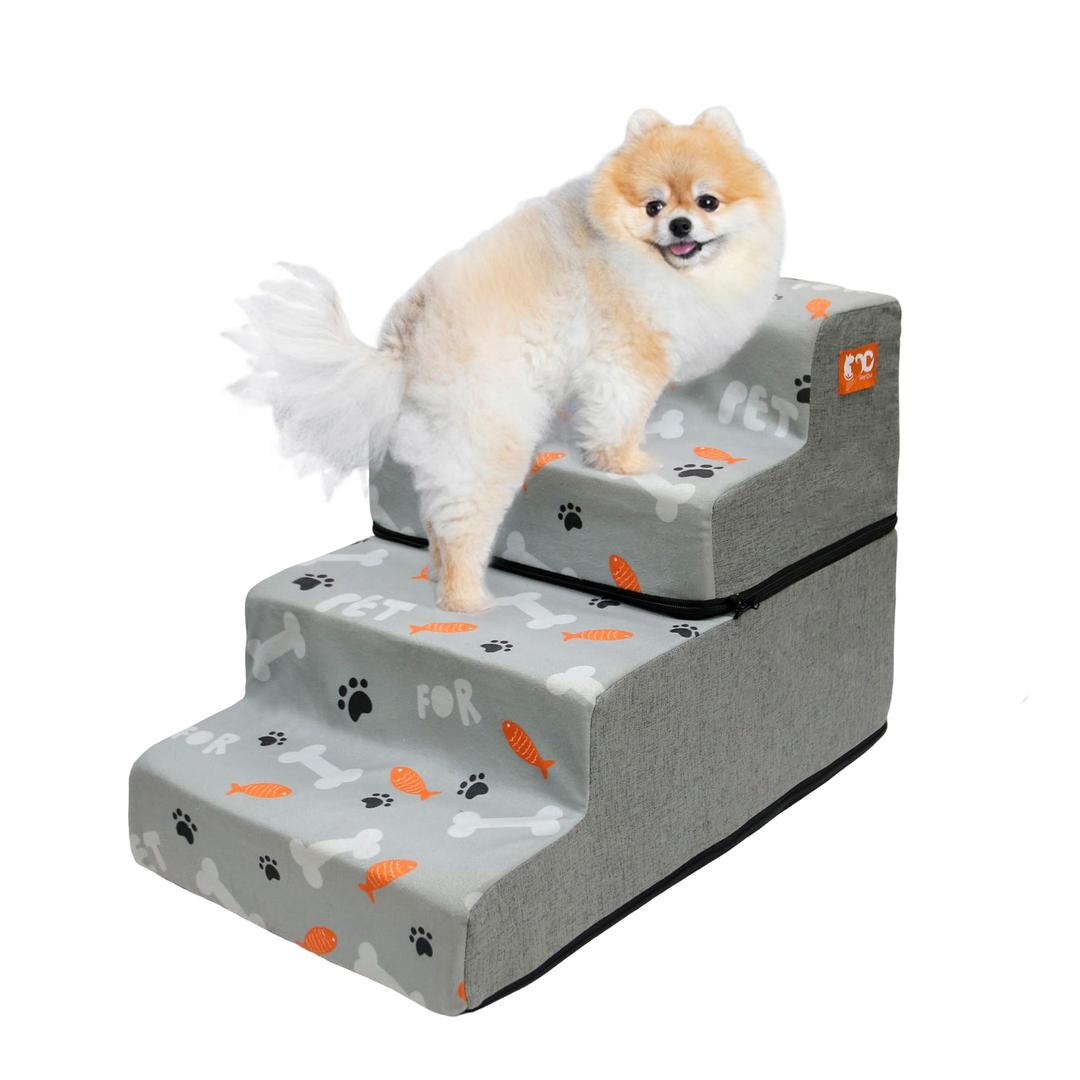 Dog Stairs Ramp for Small Dogs, 4-Step Dog Steps for Couch Sofa and Chair, Pet Stairs for Cats, Non-Slip Balanced Pet Steps Indoor