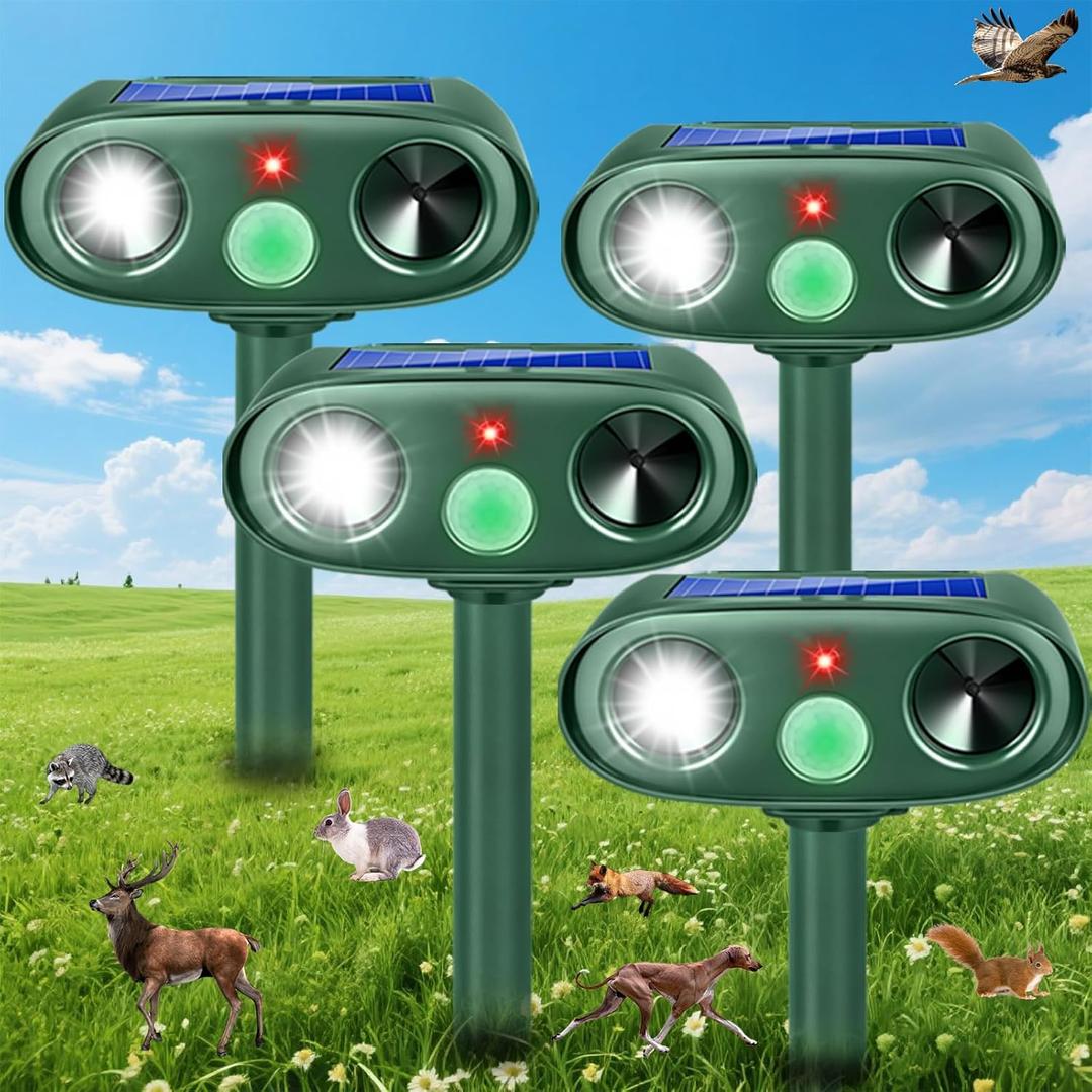 2025 Solar Ultrasonic Animal Repellent Cat Repellent Outdoor Solar Animal Repeller with Motion Detection&LED Flashlight Deer Deterrent Device to Scare Rabbit Fox Bird Skunk Repellent for Yard(4PACK) 2025 Solar Ultrasonic Animal Repellent Cat Repellent Outdoor Solar Animal Repeller with Motion Detection&LED Flashlight Deer Deterrent Device to Scare Rabbit Fox Bird Skunk Repellent for Yard(4PACK)