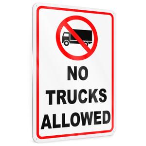 No Trucks Sign, 8x12 Reflective Aluminum No Trucks Allowed Sign, UV Protected, Weatherproof