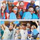 Realspring 148 Pcs Colleges Team Spirit Items Bulk University Team Spirit Week Accessories, Hand Clapper Noisemaker Whistle Cheerleading Pom Poms Shutter Glasses Sticker for Sports