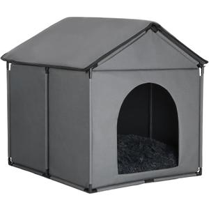 Large Dog House Soft Indoor (Int 30x28x23in/Ext 31x30x31in) for Labrador, Husky, Samoyed, Golden Retriever, German Shepherd, Large Pet House with Soft Cushion, Oxford Fabric, Gray