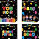 MOIZYNG 16PCS Kindergarten Preschool Graduation Gift Bags, Black Congrats Grad You Did It Paper Snack Treat Candy Goodie Bags with Handles for Boys Girls Kids Graduation Party Favors