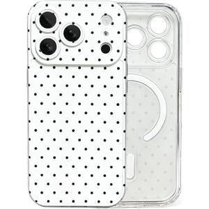2 x Cute Polka Dot Magnetic Phone Case for iPhone 17 Pro MaxFull-Coverage Lens Protection Shockproof Protective Clear Phone Cover for Women&Girls,Black-White Dot