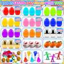 KissFuture 200 PCS Prefilled Easter Eggs with Toys Inside, Easter Eggs Filled for Egg Hunt, Easter Basket Stuffers for Kids, Easter Classroom Prizes, Easter Party Favors for Kids