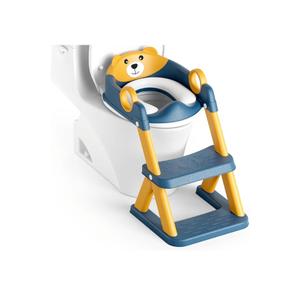 Rabb 1st® Potty Training Seat, Toddler Toilet Seat for Kids Boys Girls, 2 in1 Potty Training Toilet with Step Stool, 6 Adjustable Height, Splash Guard, Stable Triangular Anti-Slip Design
