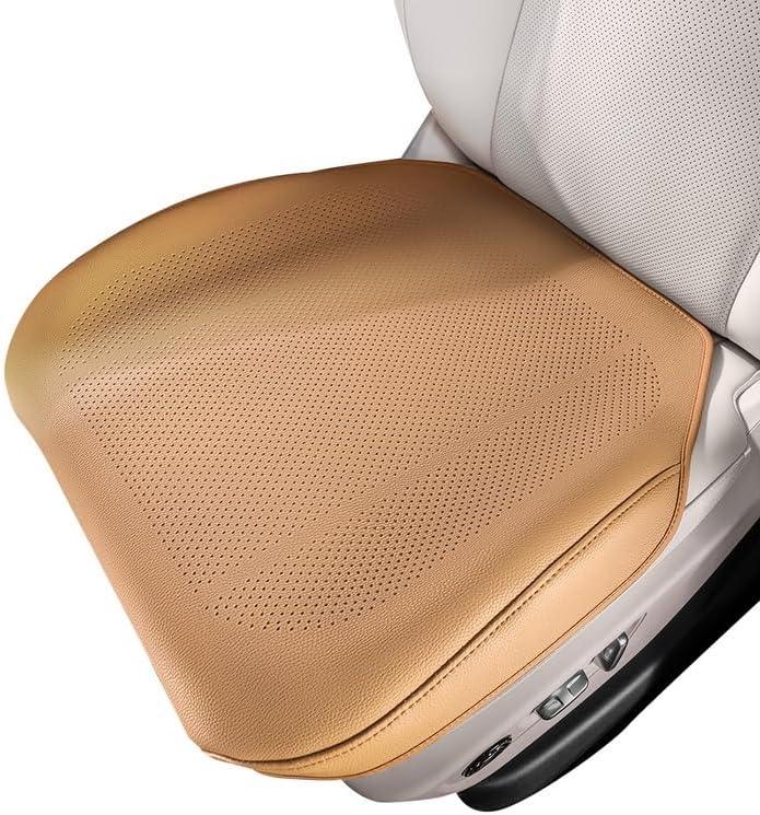 2-Pack Premium Leather Car Seat Covers - Front Bottom Seat Protectors, Waterproof & Easy to Clean, Anti-Slip Universal Fit for Cars, Trucks, SUVs (Cognac)