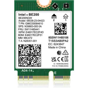 WiFi 7 Wireless Card Intel BE200 NGW, Bluetooth 5.4, 5800Mbps M.2/NGFF Network Support Windows 10/11 (64bit), Linux, Not Support AMD, Only Supports Intel 12th Generation and Above CPUs
