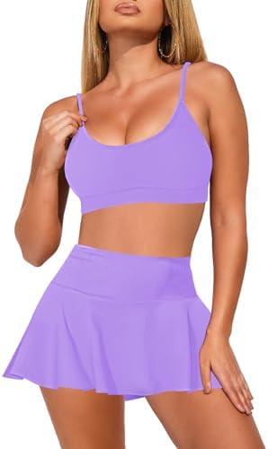 Pink Queen Women High Waisted Bikini Set Two Piece Swimsuit Swim Skirt Bathing Suit 2026 Large